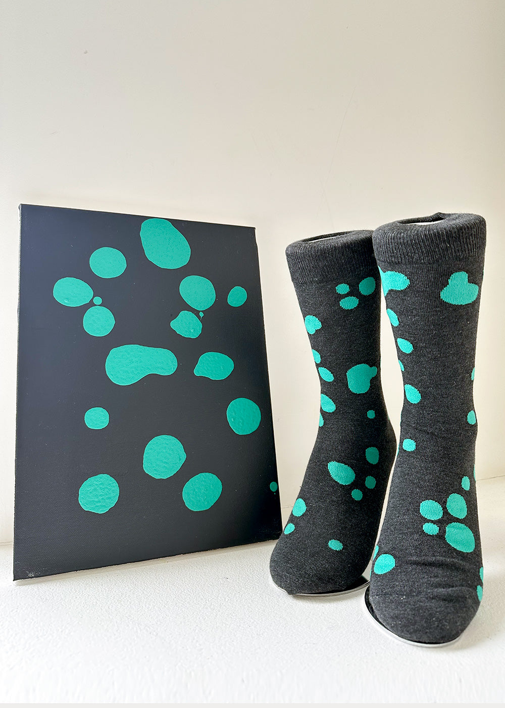 Women's Dalmatian Pattern Socks - Gray & Mint