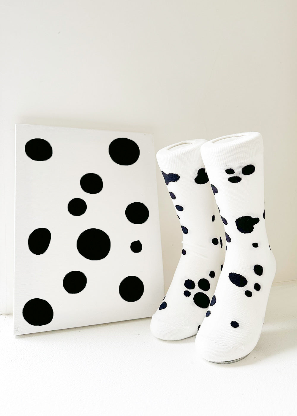 Women's Dalmatian Pattern Socks - White & Black