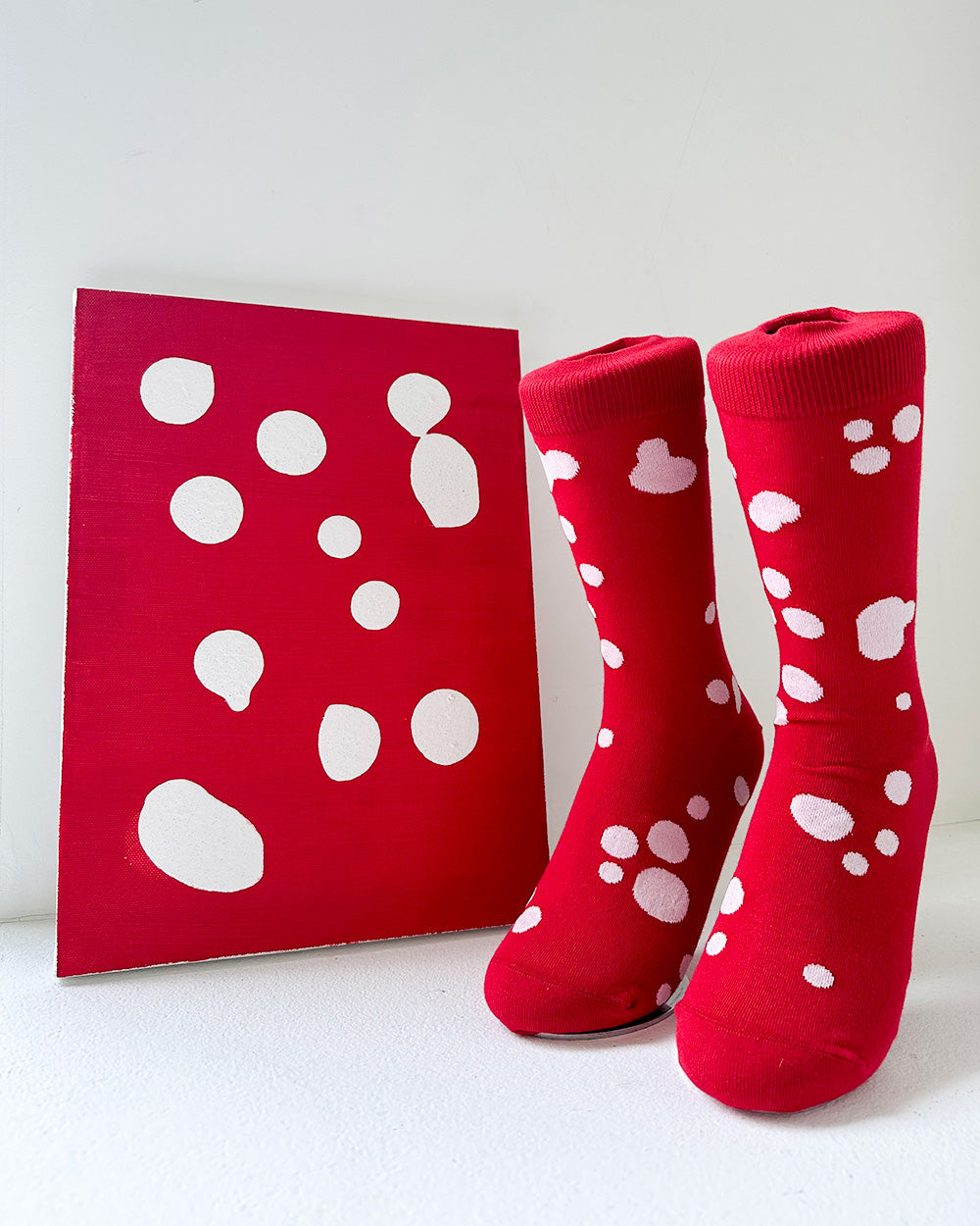 Women's Dalmatian Pattern Socks - Red & White
