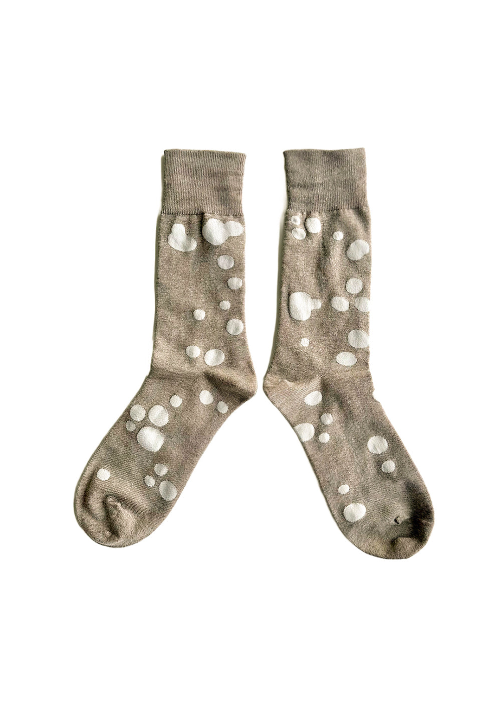 Men's Dalmatian Pattern Socks - Beige & Ivory