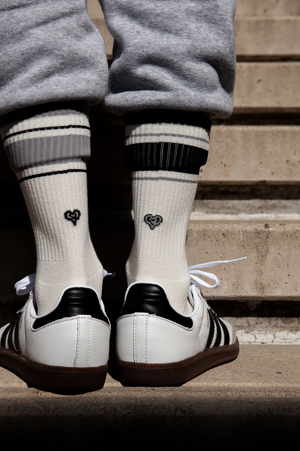 Women's Mismatched Vintage Stripe Socks - Black, Gray, & White