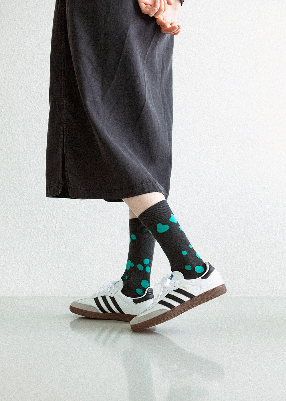 Women's Dalmatian Pattern Socks - Gray & Mint