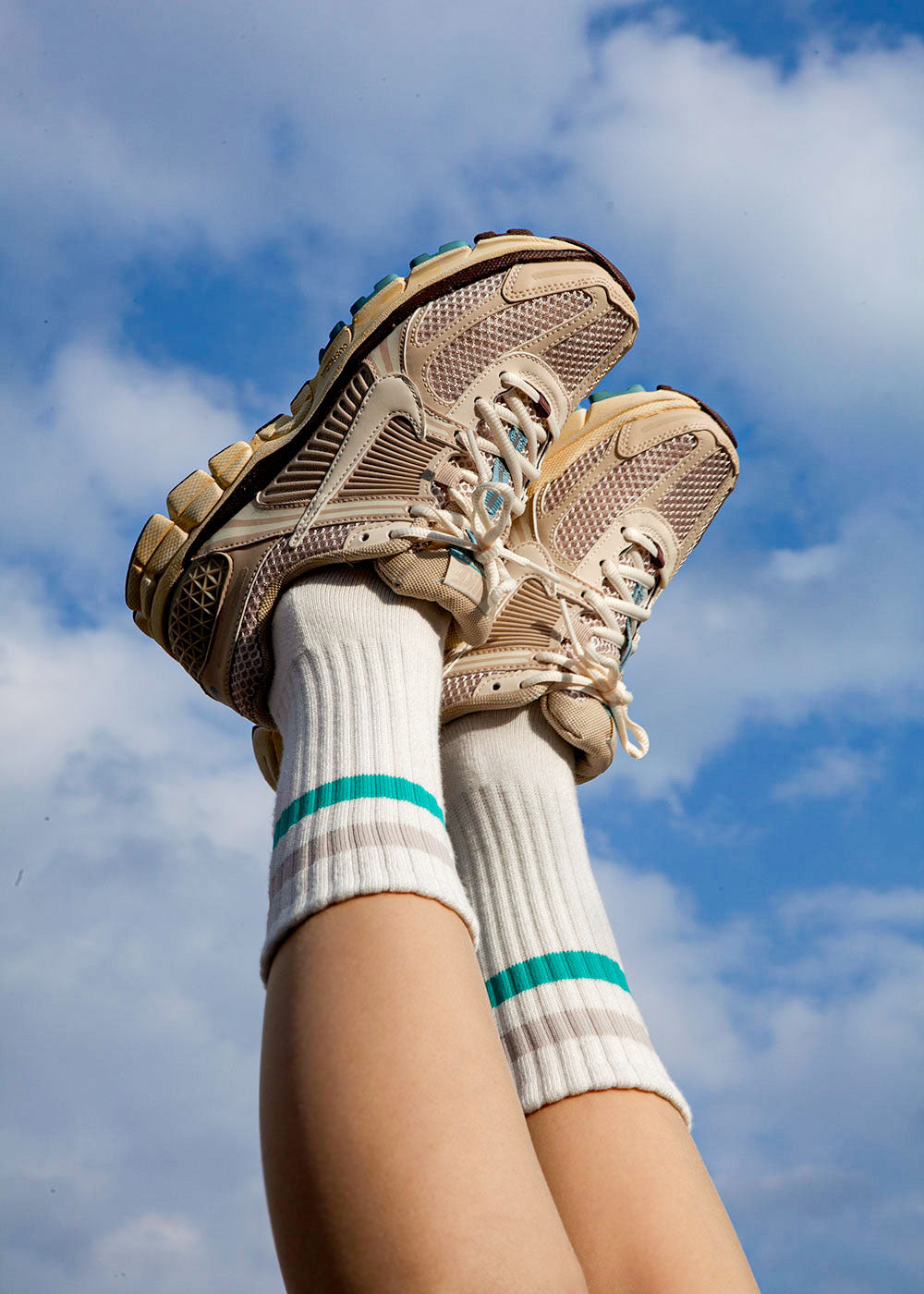 Women's Vintage Stripe Socks - Silver, Mint, & White