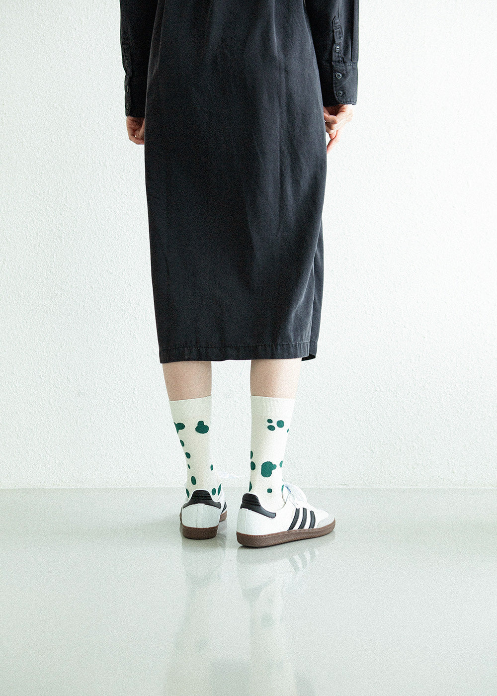 Women's Dalmatian Pattern Socks - Green & Ivory