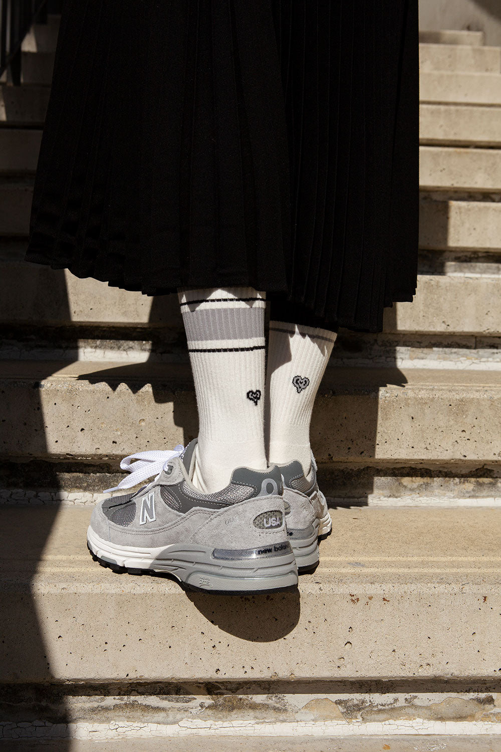 Women's Mismatched Vintage Stripe Socks - Black, Gray, & White