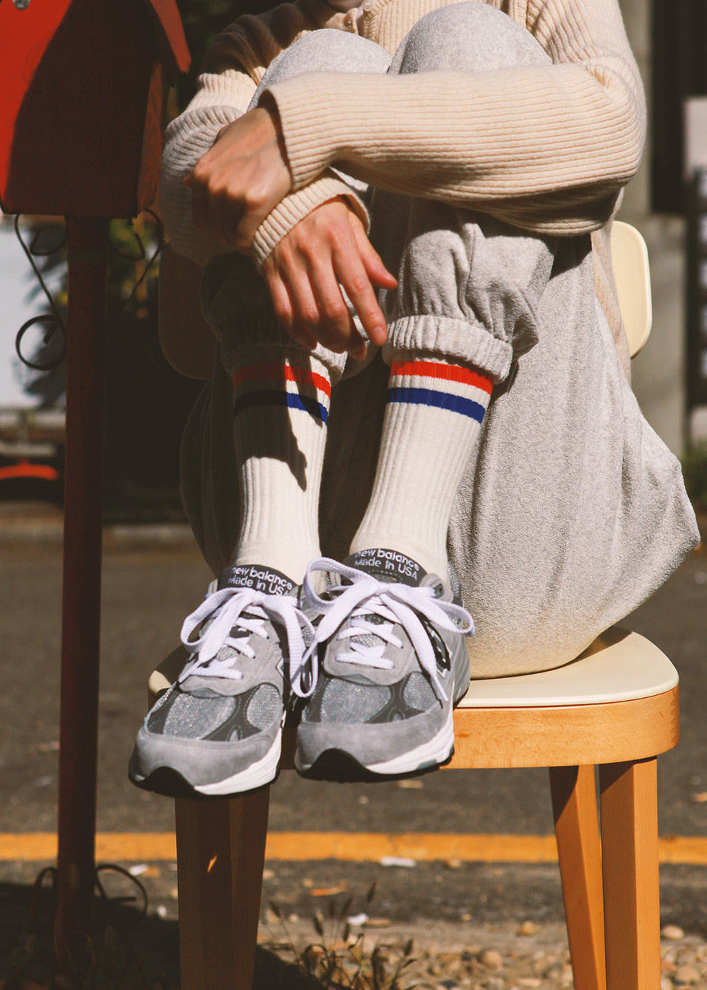 Women's Vintage Stripe Socks - Red, Blue, & White