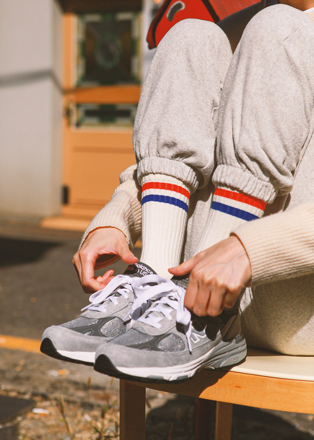 Women's Vintage Stripe Socks - Red, Blue, & White