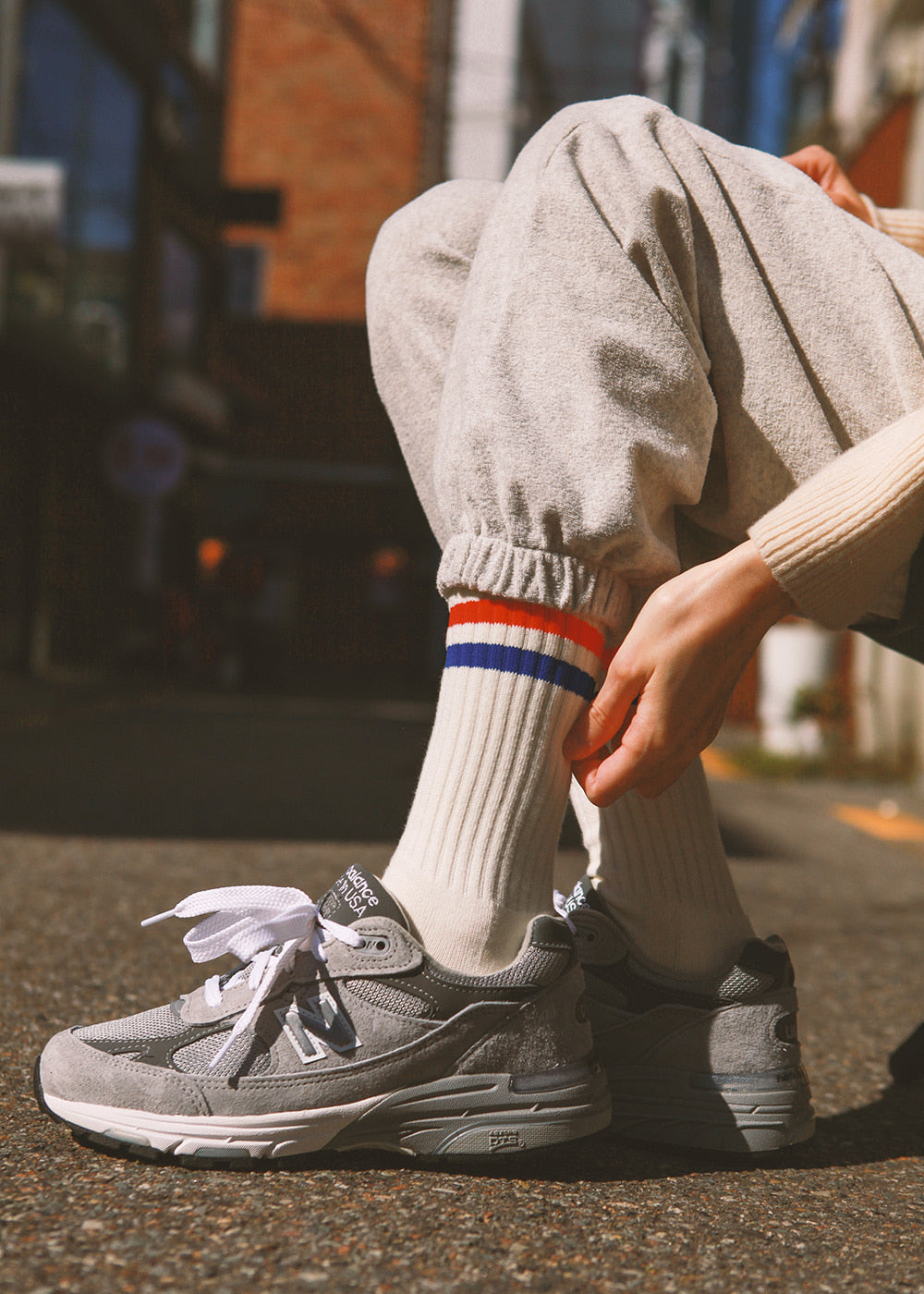 Women's Vintage Stripe Socks - Red, Blue, & White