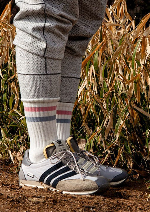 Men's Vintage Stripe Socks - Pink, Gray, & White
