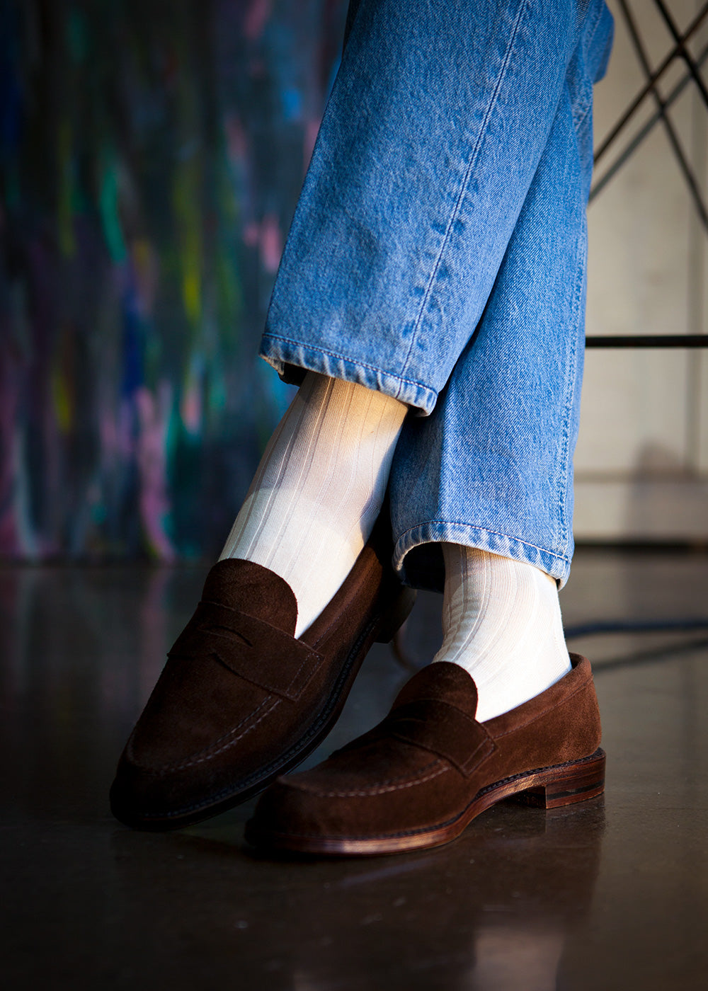 Men's Ribbed Socks - Vanilla Cream
