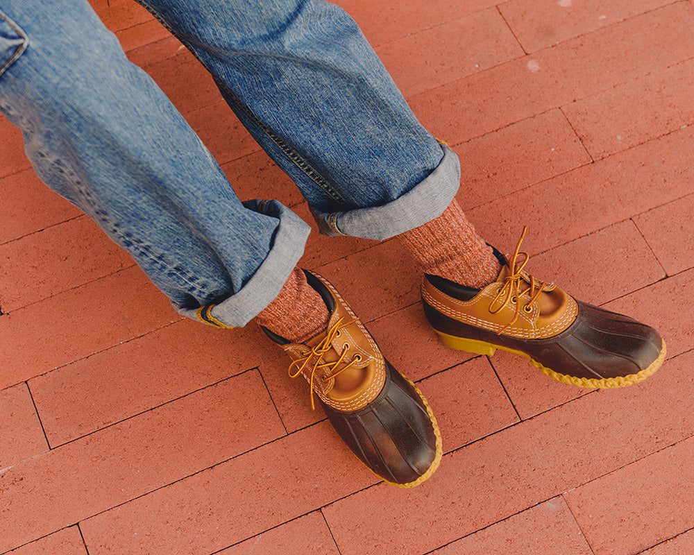 Ribbed Melange Socks - Autumn Leaf (Red & Orange)