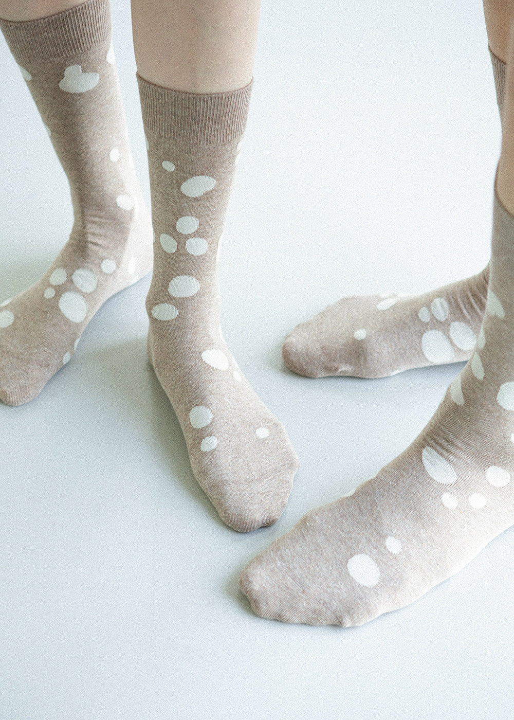 Men's Dalmatian Pattern Socks - Beige & Ivory