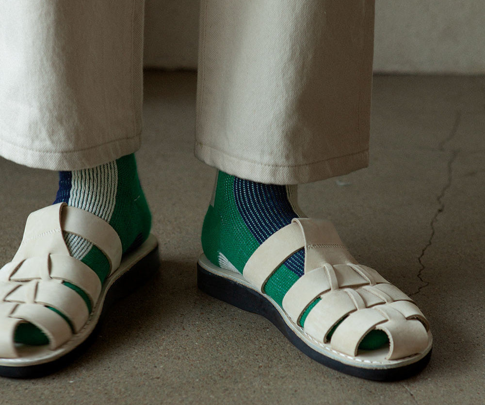 Men's BLanCHE Socks - Green, Ivory, & Navy