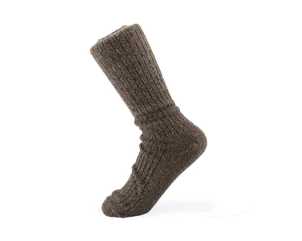 Ribbed Melange Socks - Military Olive (Green & Brown)