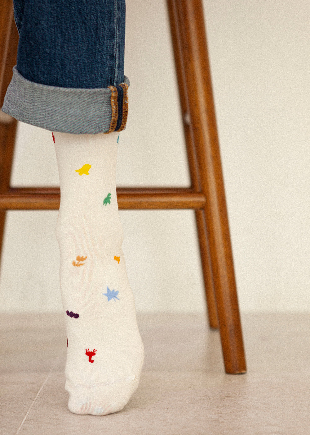 Women's Sketchbook Pattern Socks - White