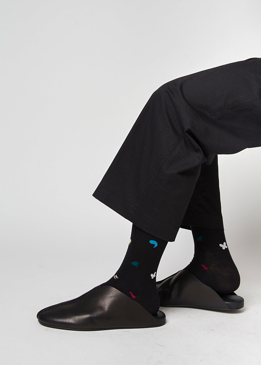 Women's Sketchbook Pattern Socks - Black