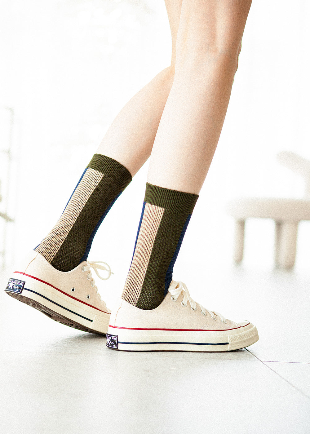 Women's BLanCHE Socks - Green, Blue, & Tan