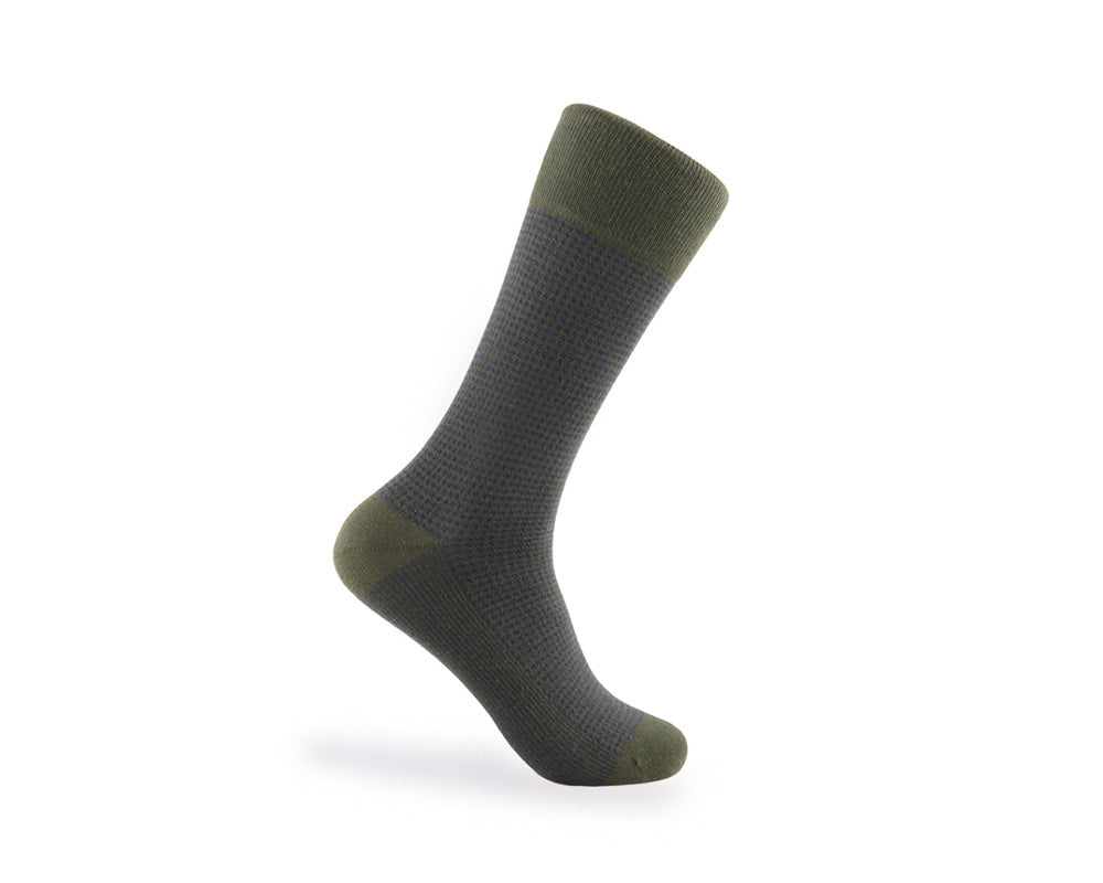 Men's Houndstooth Socks - Green & Navy