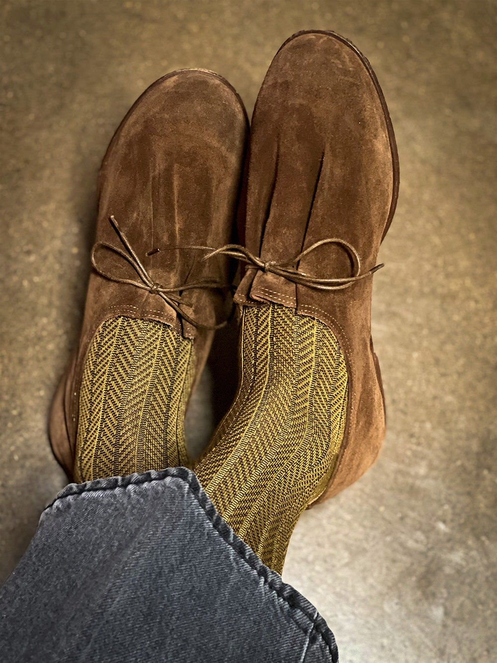 Men's Herringbone Socks - Mustard & Java