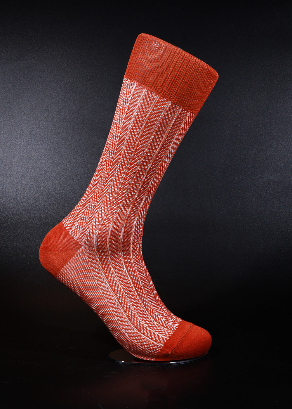Men's Herringbone Socks - Orange & Ivory
