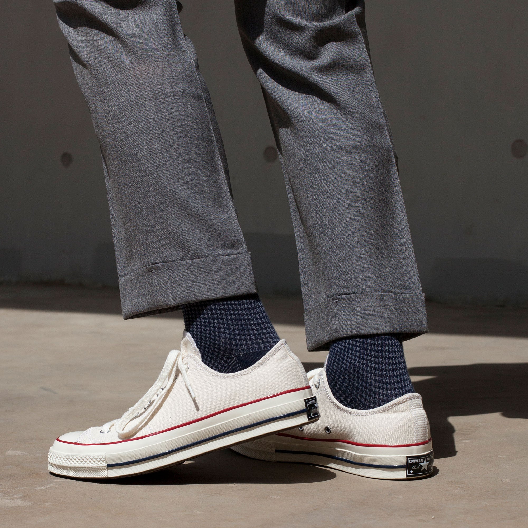 Houndstooth - Navy/Grey - Votta Socks