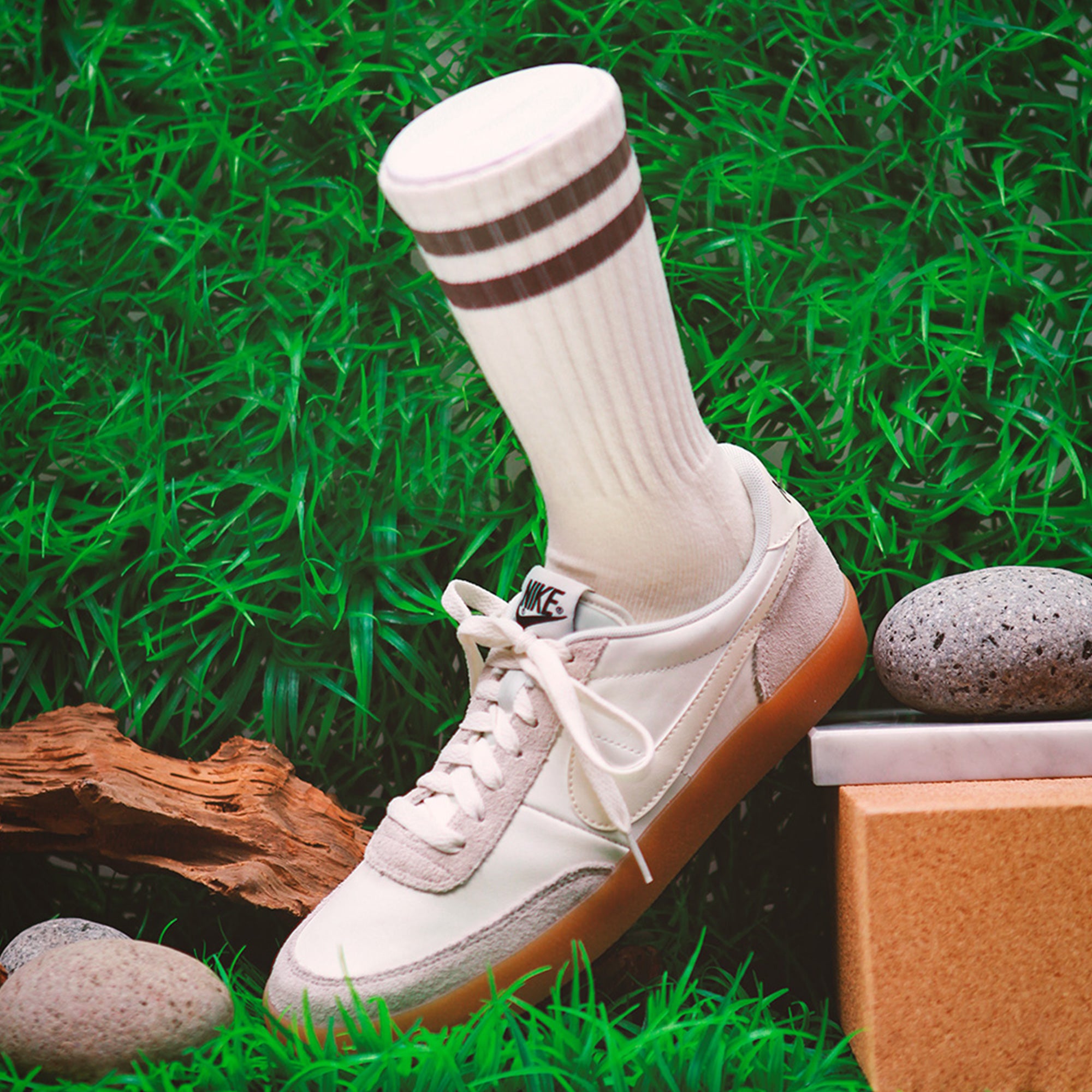 Women's Vintage Stripe Socks - Khaki, Beige, & Cream