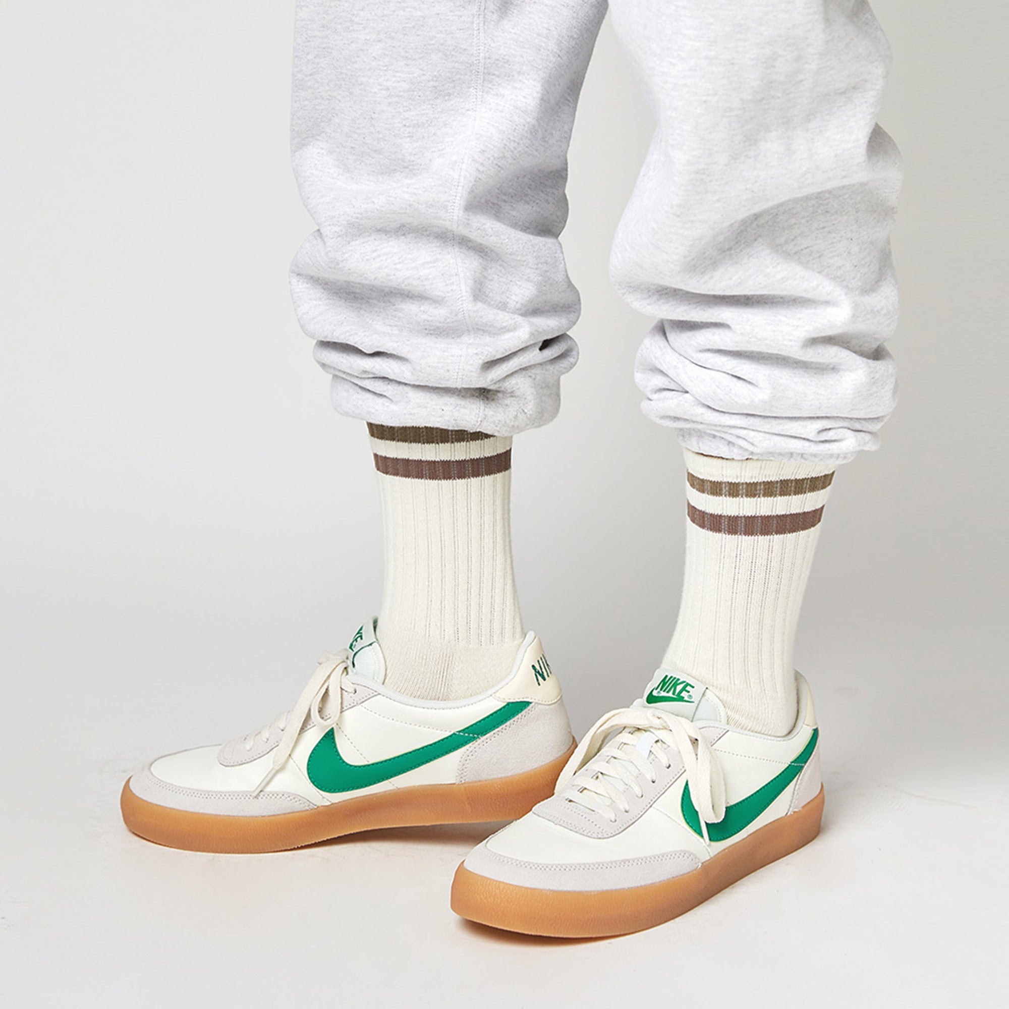 Men's Vintage Stripe Socks - Khaki, Beige, & White