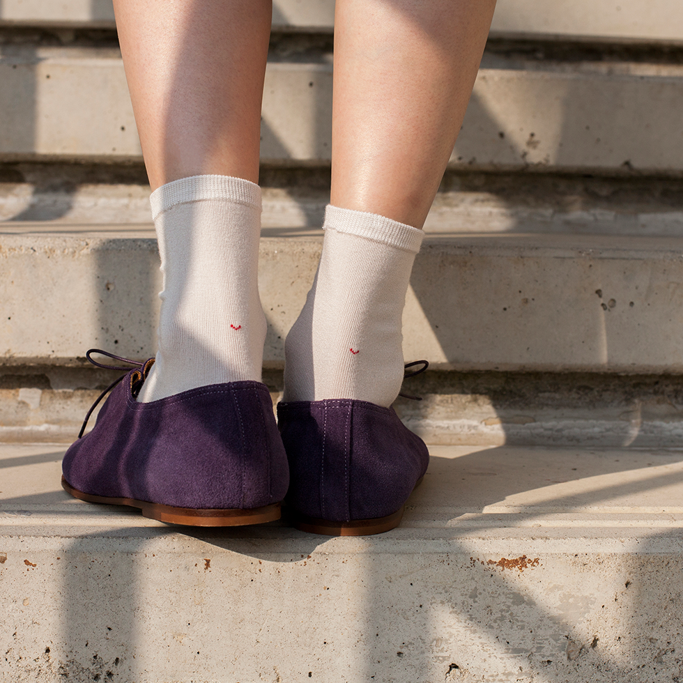 Women's Solid Love Heart Socks - Beige