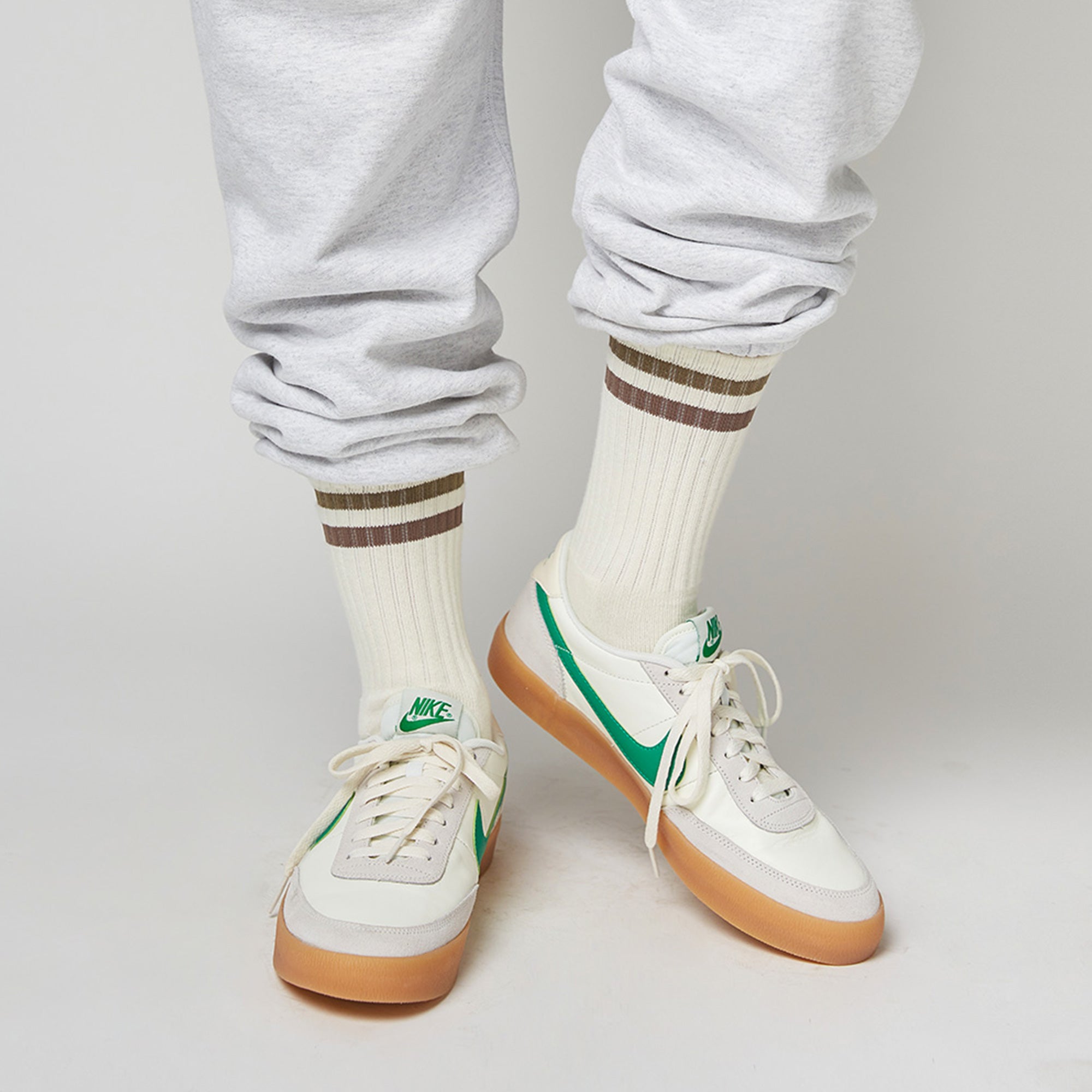 Men's Vintage Stripe Socks - Khaki, Beige, & White