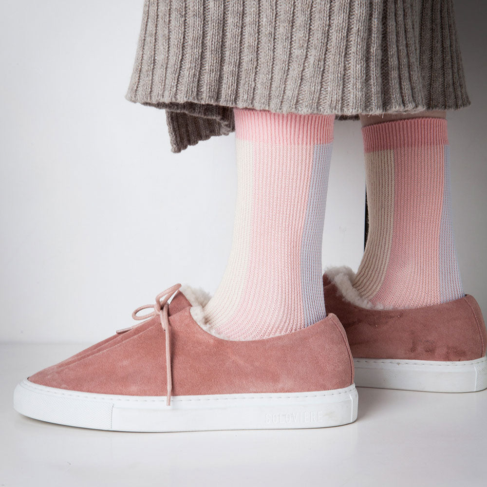 Women's BLanCHE Socks - Pastel Pink, Purple, & Cream