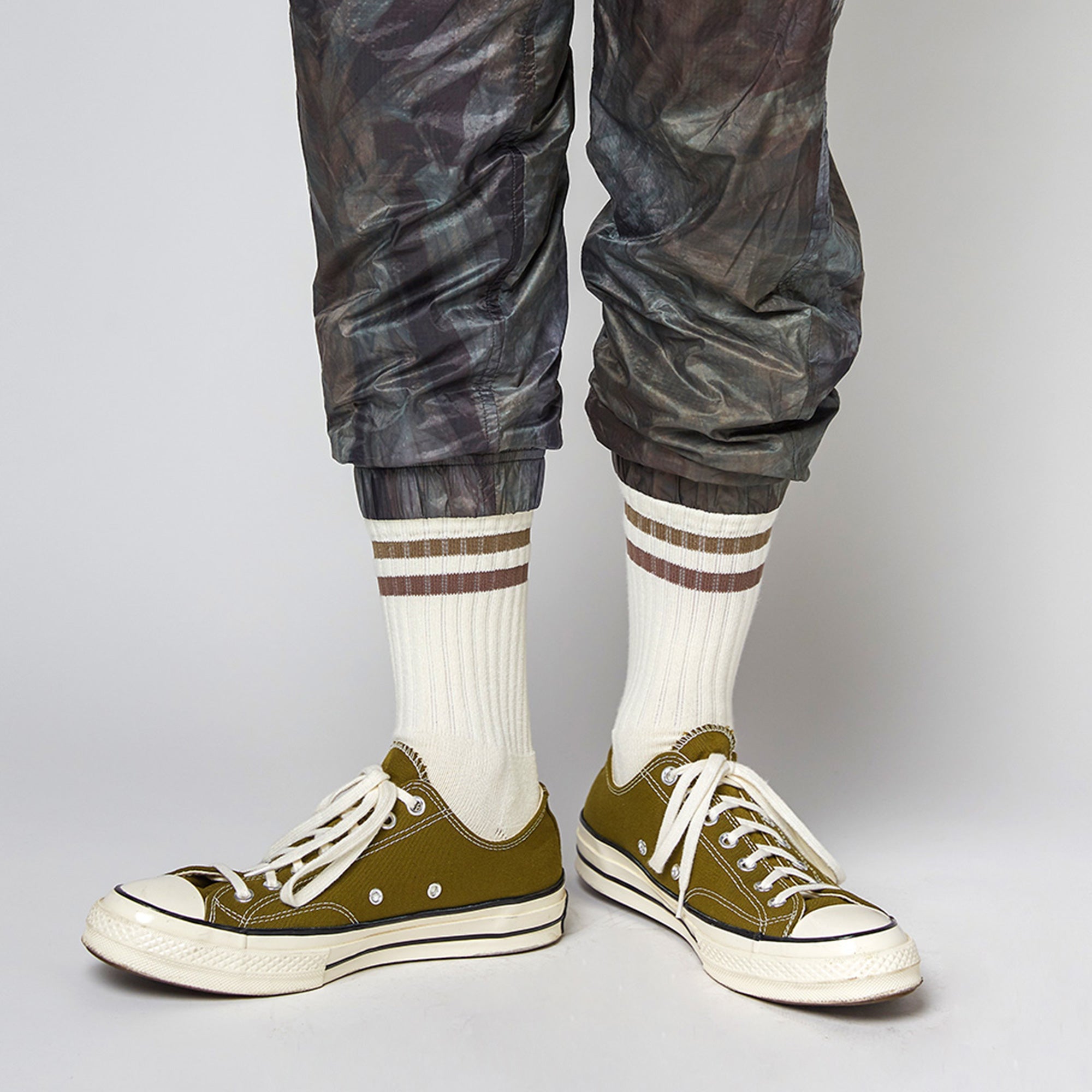 Women's Vintage Stripe Socks - Khaki, Beige, & Cream
