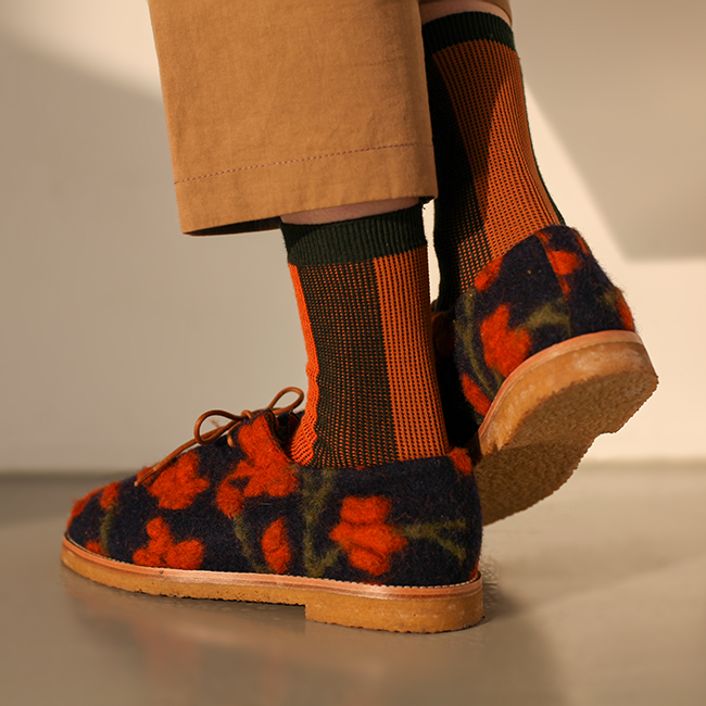 Women's BLanCHE Socks - Forest Green & Orange