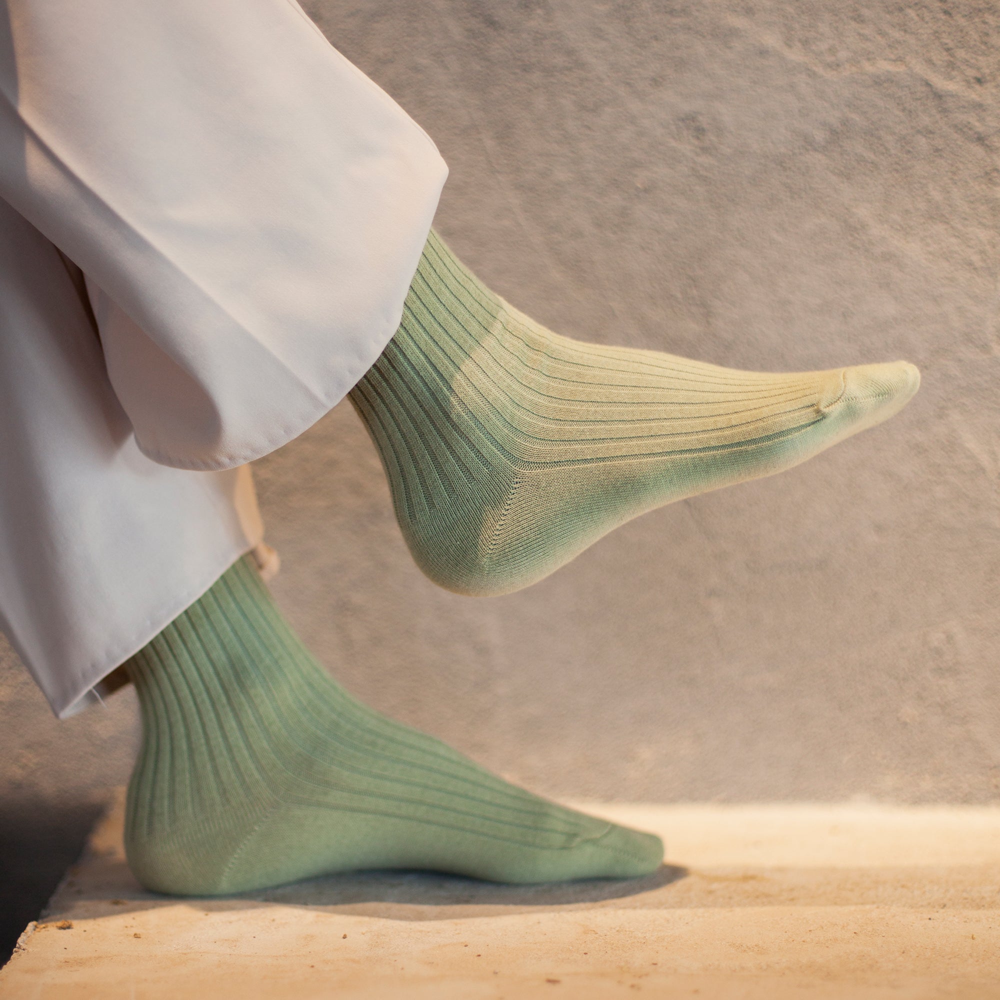Women's Cotton Ribbed Socks - Smoky Green
