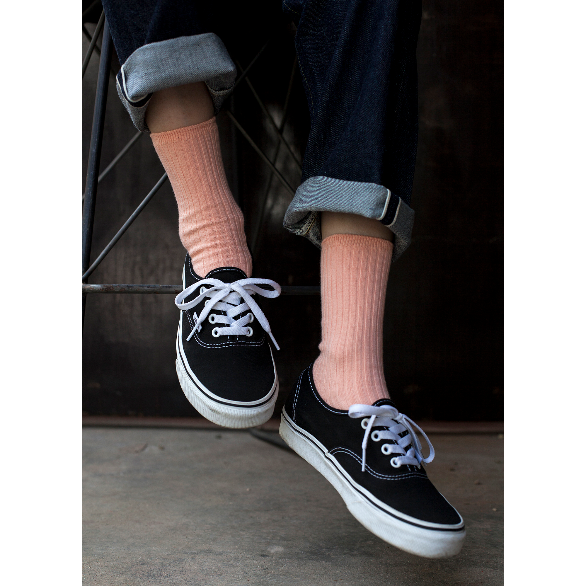 Women's Cotton Ribbed Socks - Apricot