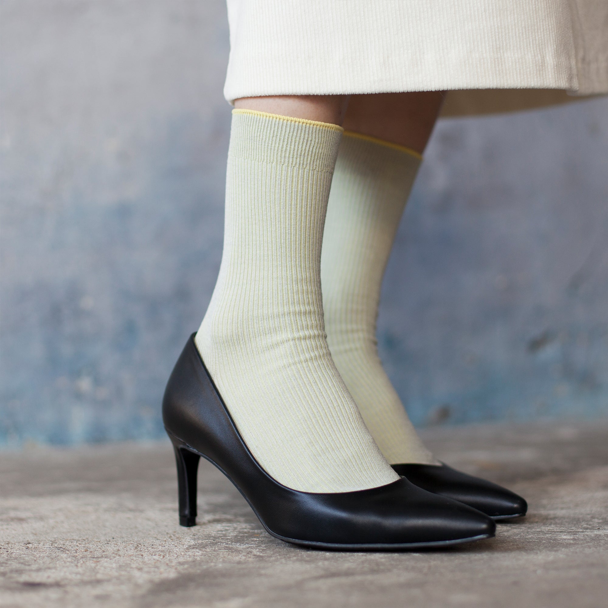 Two-Tone Ribbed - Gray/Yellow - Votta Socks