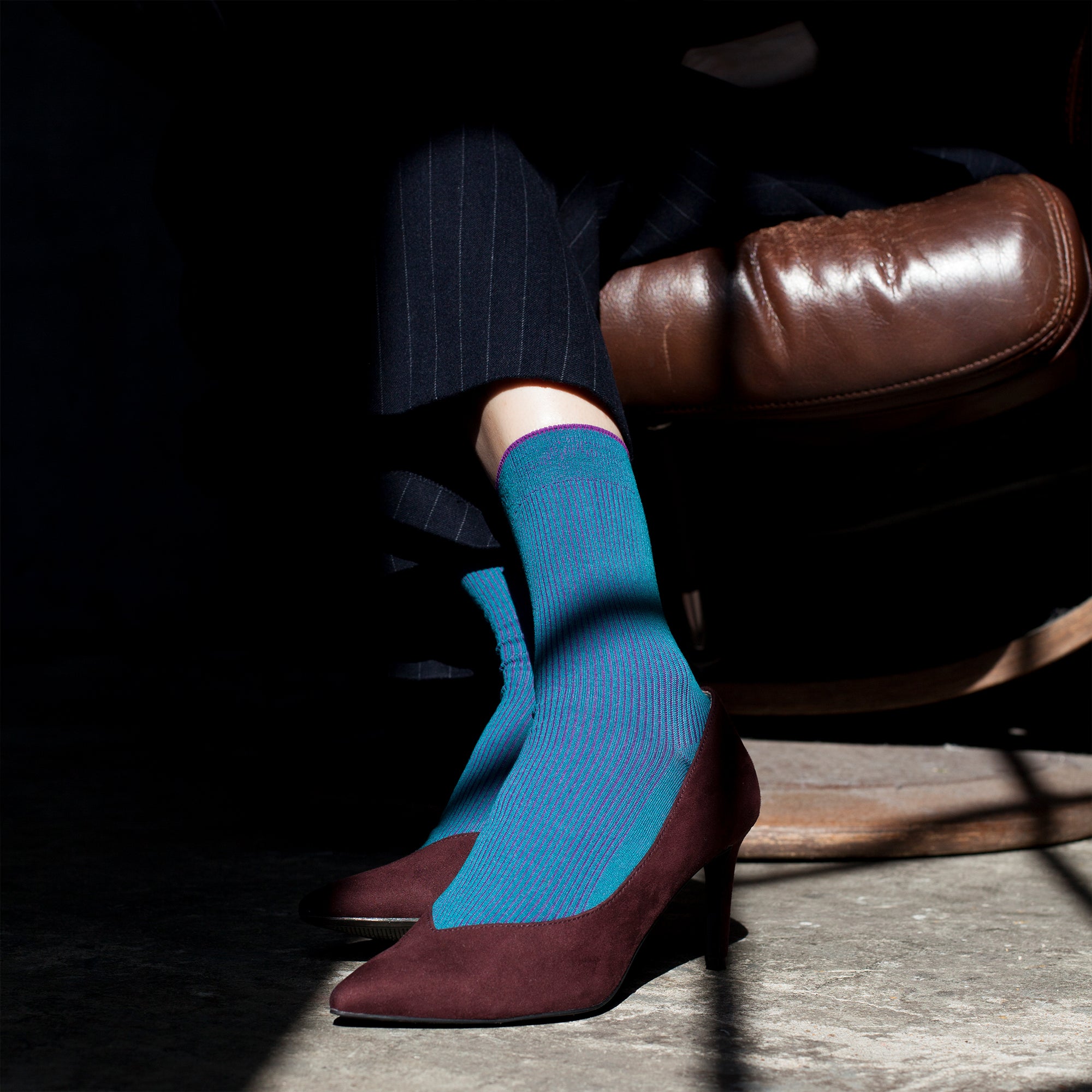 Two-Tone Ribbed - Blue/Purple - Votta Socks