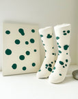 Men's Dalmatian Pattern Socks - Ivory & Green