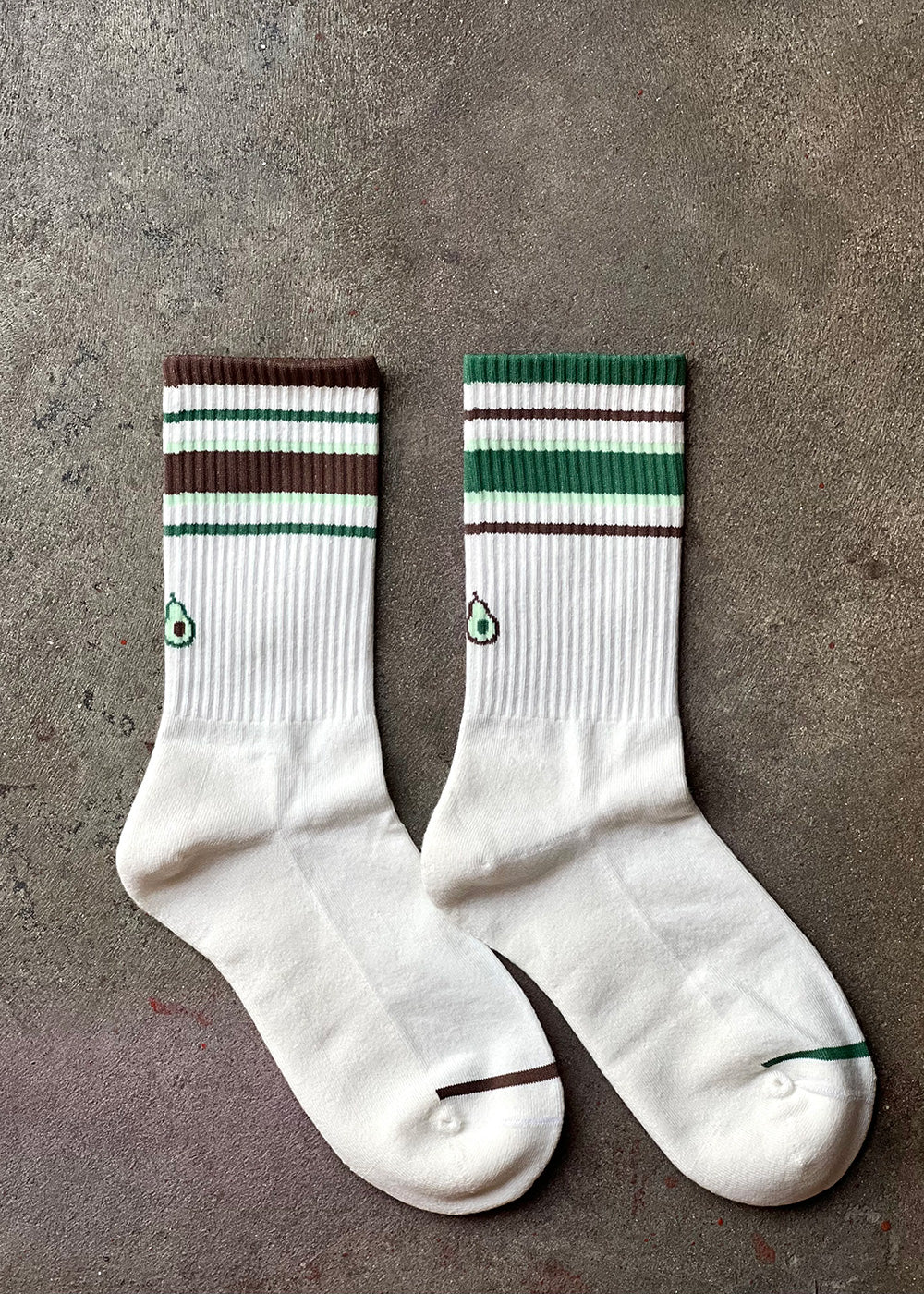 Men&#39;s Mismatched Vintage Stripe Socks - Green, Brown, &amp; White