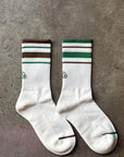 Men's Mismatched Vintage Stripe Socks - Green, Brown, & White