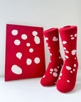 Men's Dalmatian Pattern Socks - Red & White