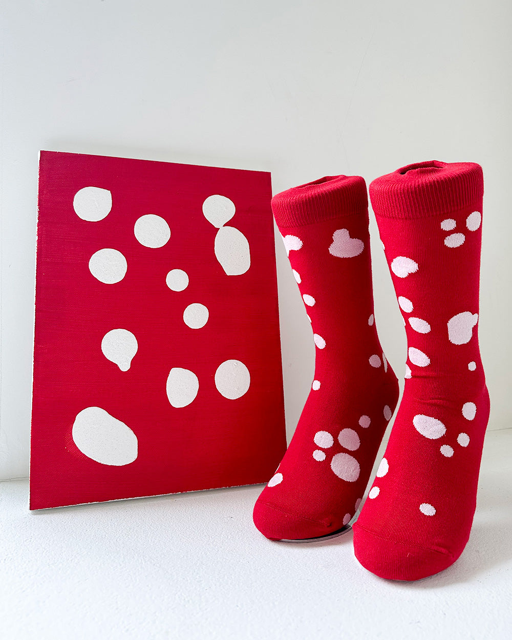 Women&#39;s Dalmatian Pattern Socks - Red &amp; White