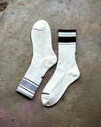 Men's Mismatched Vintage Stripe Socks - Black, Gray, & White