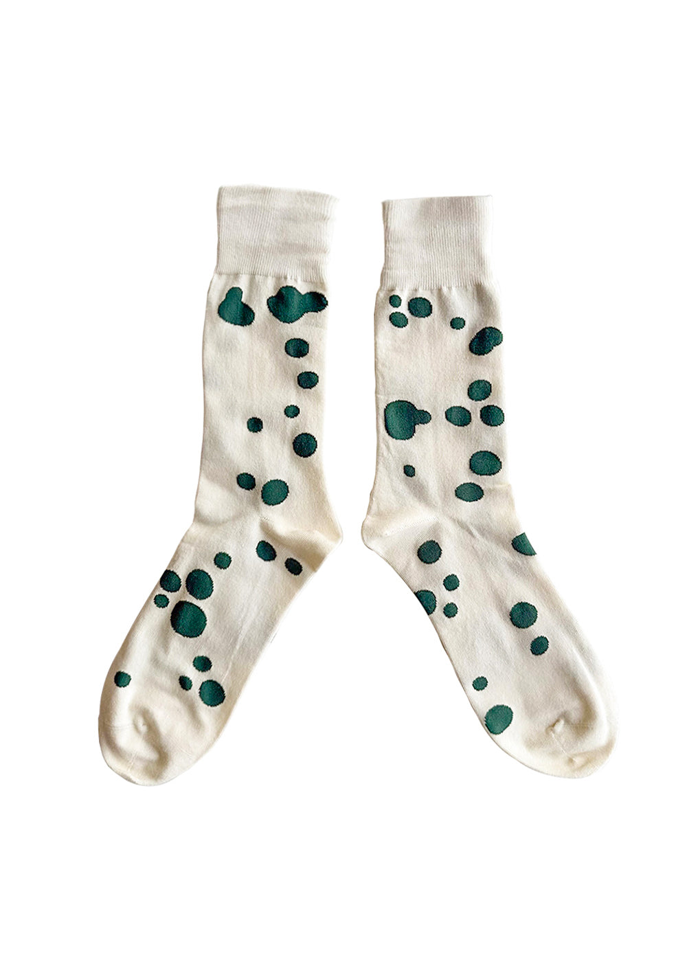 Women&#39;s Dalmatian Pattern Socks - Green &amp; Ivory