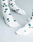 Men's Dalmatian Pattern Socks - Ivory & Green