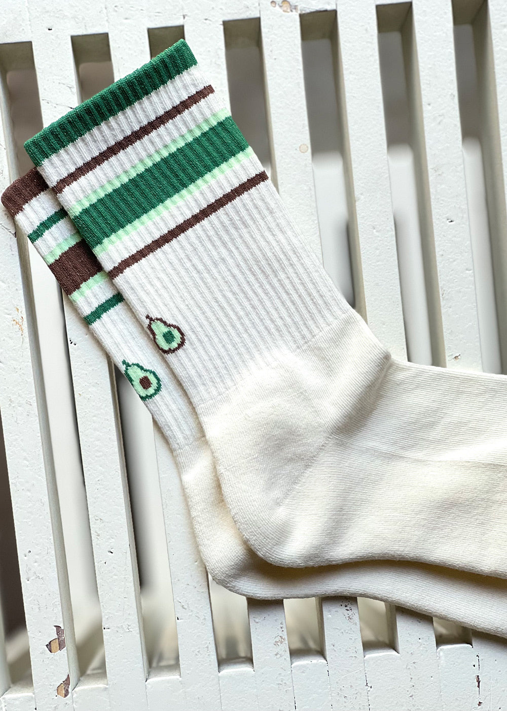 Women&#39;s Mismatched Vintage Stripe Socks - Green, Brown, &amp; White