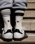 Women's Mismatched Vintage Stripe Socks - Black, Gray, & White