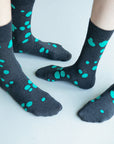 Men's Dalmatian Pattern Socks - Gray & Mint