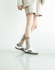 Women's Dalmatian Pattern Socks - Beige & Ivory