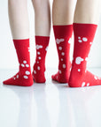 Men's Dalmatian Pattern Socks - Red & White