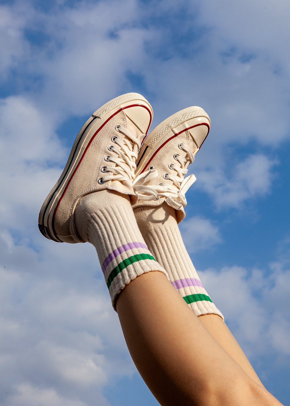 Women&#39;s Vintage Stripe Socks - Green, Purple, &amp; Cream